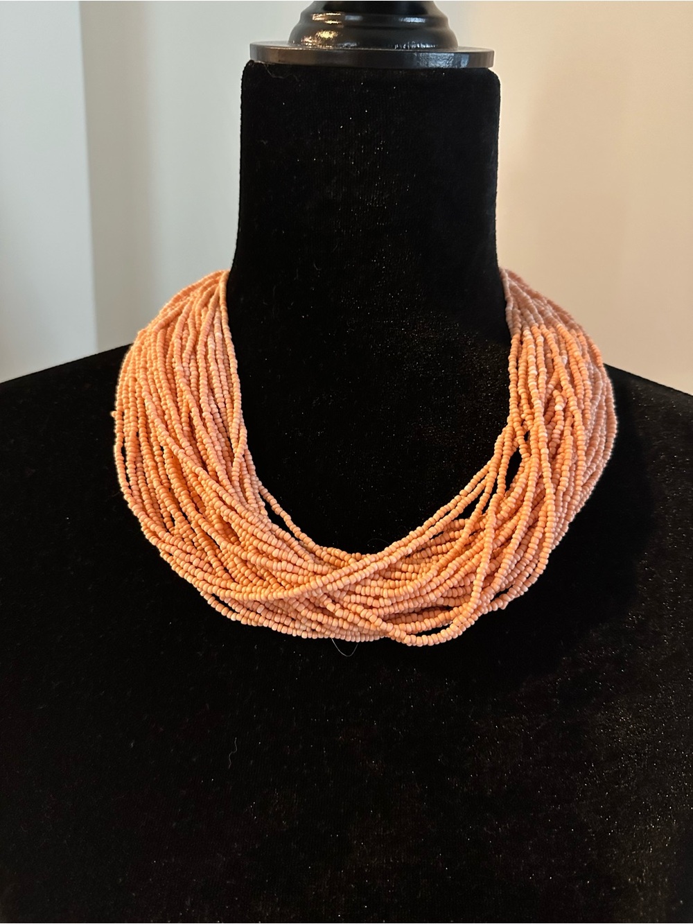 Multi-Strand Peach Beaded statement Necklace